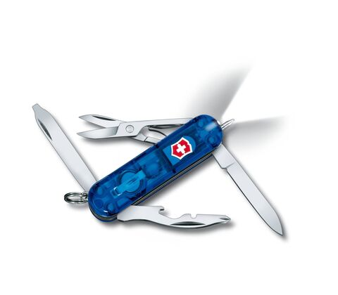 Нож-брелок Victorinox Classic Midnite Manager, 58 мм, 10 функций, синий полупрозрачный 0.6366.T2 от прозводителя Victorinox