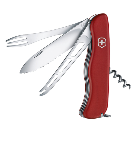 Нож Victorinox Cheese Master, 111 мм, 8 функций, с фиксатором лезвия, красный 0.8313.W от прозводителя Victorinox