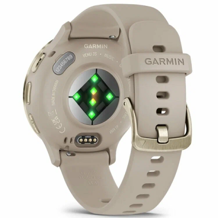 Garmin Venu 3s - 41 мм | Soft gold stainless steel bezel with French grey case and silicone band