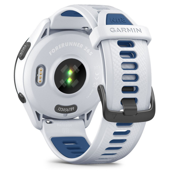 Garmin Forerunner 265 - 46 мм | Black Bezel with Whitestone Case and Whitestone/Tidal Blue Silicone Band
