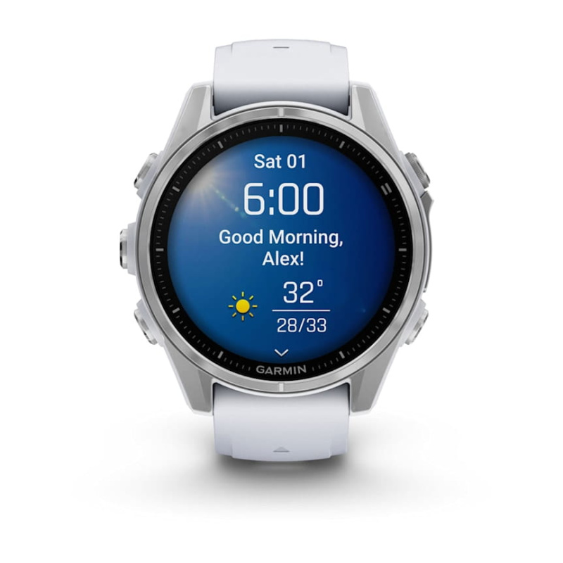 Garmin Fenix 8 - 43 мм AMOLED | Silver with Whitestone silicone band
