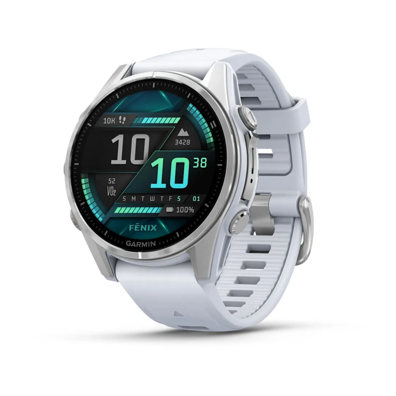 Garmin Fenix 8 - 43 мм AMOLED | Silver with Whitestone silicone band