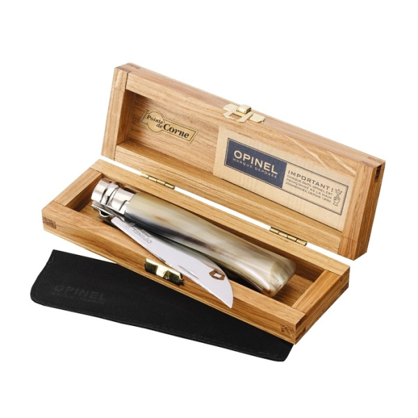 Нож Opinel №8, нержавеющая сталь, полированный клинок, рукоять светлый рог буйвола, дерев футляр, 000980 000980 от прозводителя Opinel