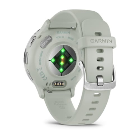Garmin Venu 3s - 41 мм | Silver stainless steel bezel with sage grey case and silicone band