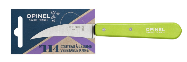 Нож для чистки овощей Opinel №114, деревянная рукоять, нержавеющая сталь, зеленый, блистер, 001925 001925 от прозводителя Opinel