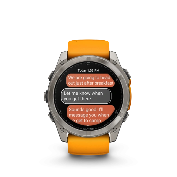 Garmin Fenix 8 - 51 мм AMOLED | SAPPHIRE | Titanium with Spark orange/graphite silicone band
