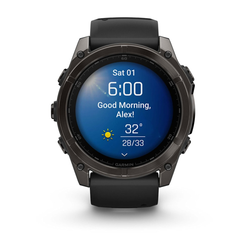 Garmin Fenix 8 - 51 мм AMOLED | Carbon grey DLC with Black/pebble grey silicone band