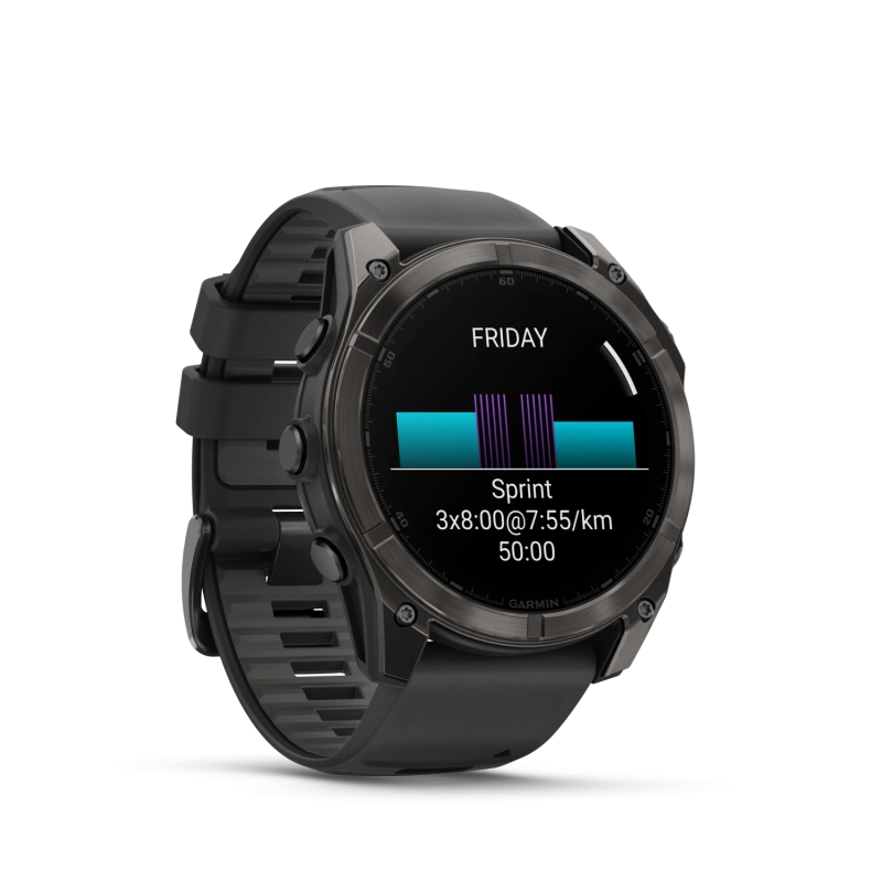 Garmin Fenix 8 - 51 мм AMOLED | SAPPHIRE | Carbon grey DLC with Black/pebble grey silicone band