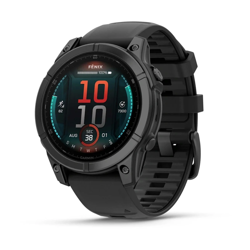 Garmin Fenix E - 47 мм AMOLED | Slate grey steel with Black silicone band